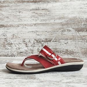 Naturalizer N5 Red Leather & White Thong Sandal